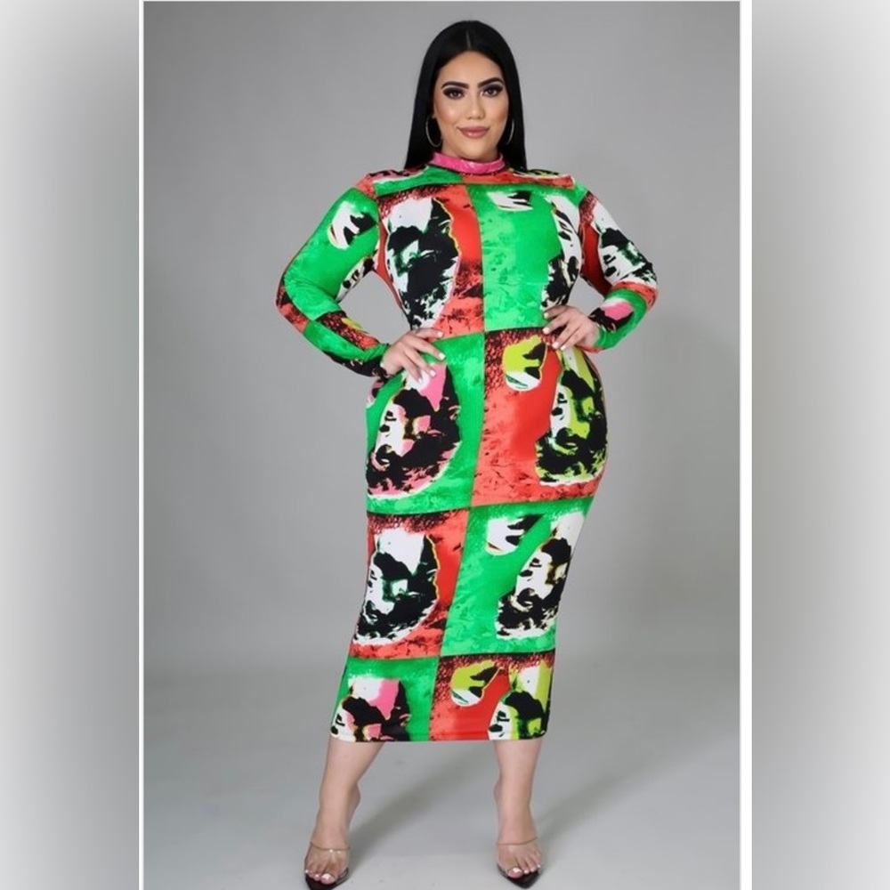 Plus size Multi Color Midi Dress